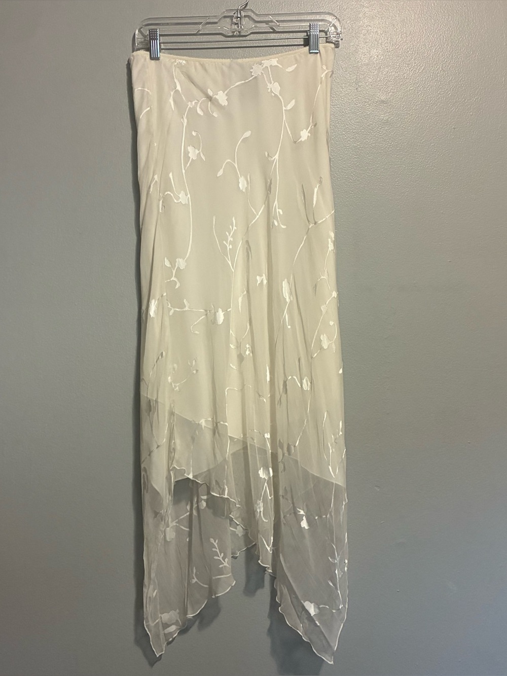 Jonathan Martin Vintage Silk Maxi Skirt Medium Whimsical Floral Sheer Fairycore